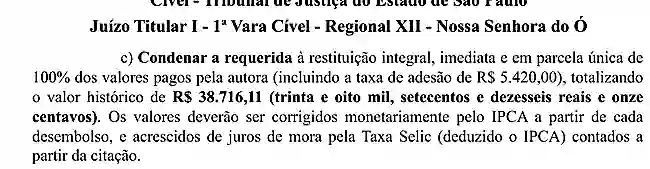 Recorte anonimizado do dispositivo de sentença de julho de 2026